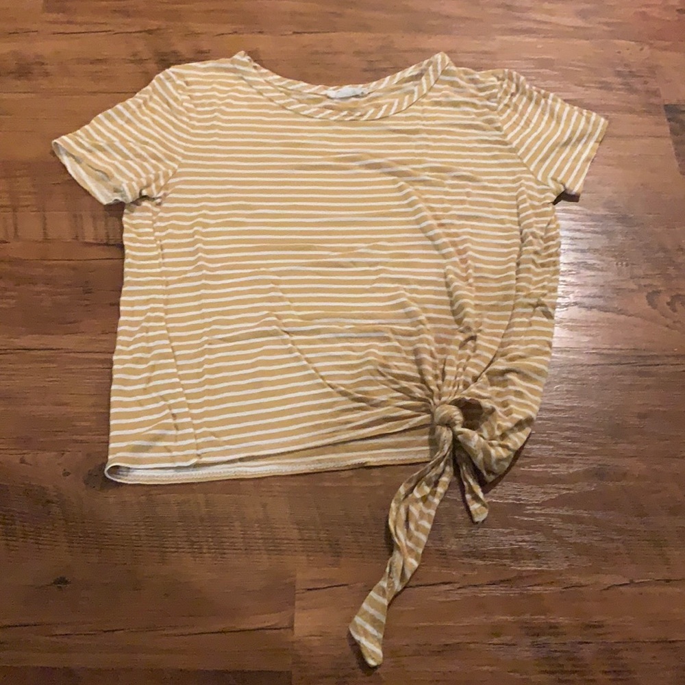 Yellow & white striped tie shirt